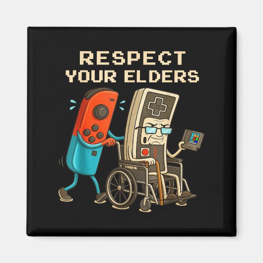 Respect Your Elders Retro Gaming Funny Gamer Contr Magnet (Vorne)