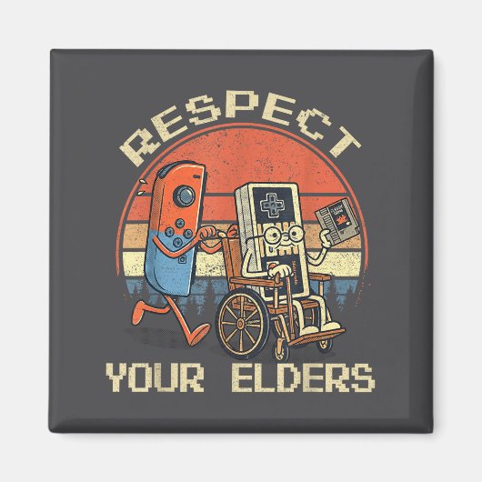 Respect Your Elders Retro Gaming Funny Gamer Contr Magnet (Vorne)