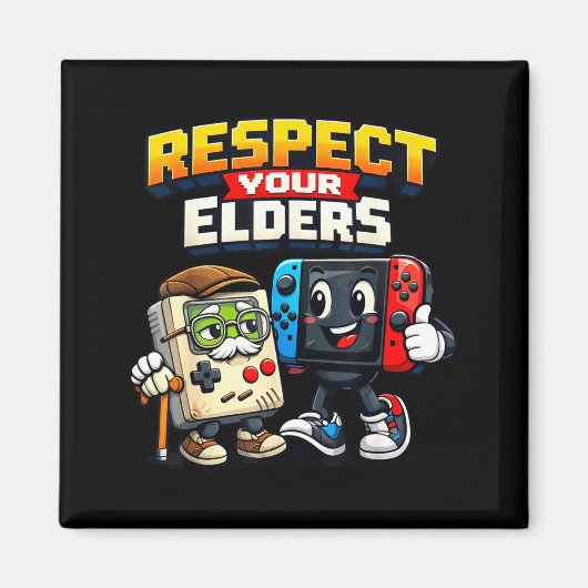 Respect Your Elders Retro Gaming Funny Gamer Contr Magnet (Vorne)