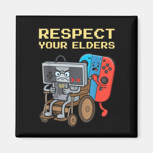 Respect Your Elders Retro Gaming Funny Gamer Contr Magnet (Vorne)