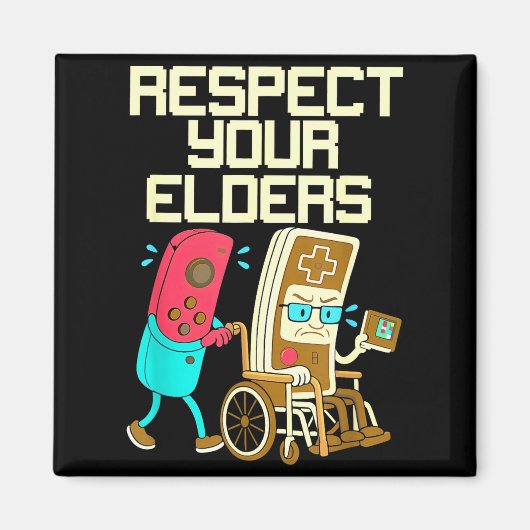 Respect Your Elders Retro Gaming Funny Gamer Contr Magnet (Vorne)