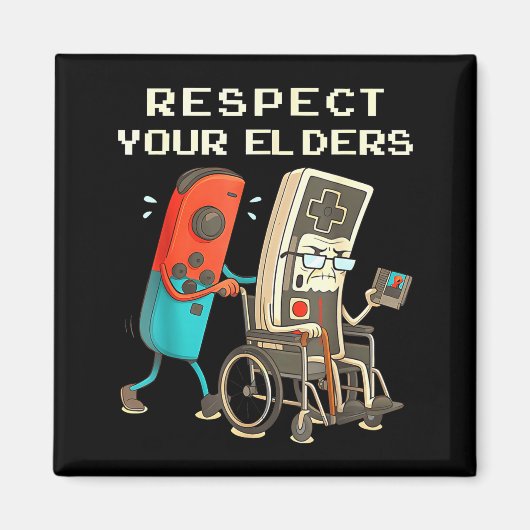 Respect Your Elders Retro Gaming Funny Gamer Contr Magnet (Vorne)