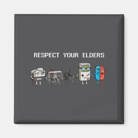 Respect Your Elders Retro Gaming Funny Gamer Contr Magnet (Vorne)