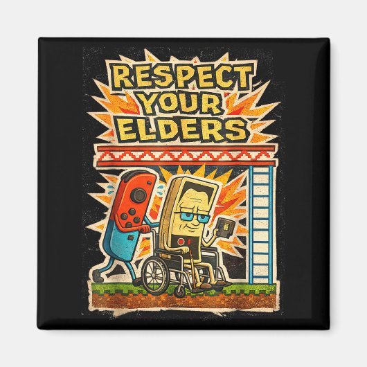 Respect Your Elders Retro Gaming Funny Gamer Contr Magnet (Vorne)