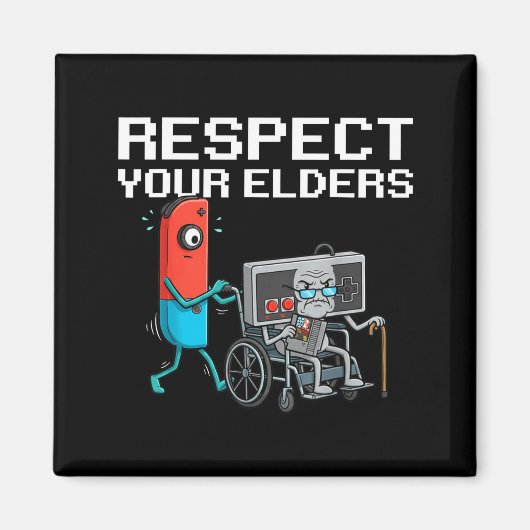 Respect Your Elders Retro Gaming Funny Gamer Contr Magnet (Vorne)