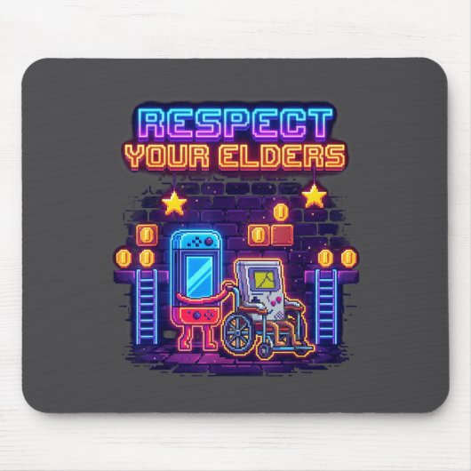Respect Your Elders Retro Gaming Funny Gamer Contr Mousepad (Vorne)