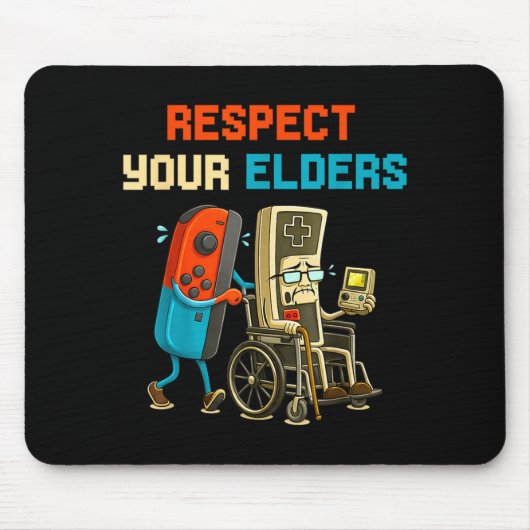Respect Your Elders Retro Gaming Funny Gamer Contr Mousepad (Vorne)