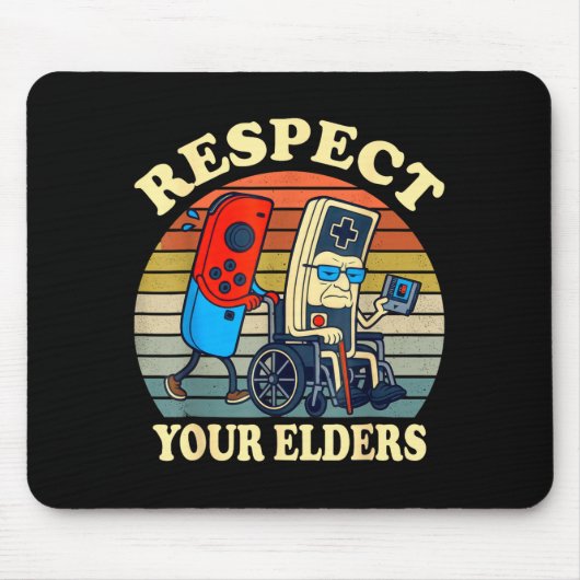 Respect Your Elders Retro Gaming Funny Gamer Contr Mousepad (Vorne)