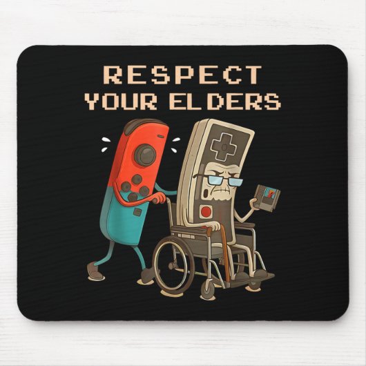 Respect Your Elders Retro Gaming Funny Gamer Contr Mousepad (Vorne)
