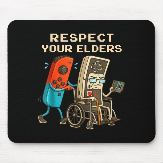 Respect Your Elders Retro Gaming Funny Gamer Contr Mousepad (Vorne)