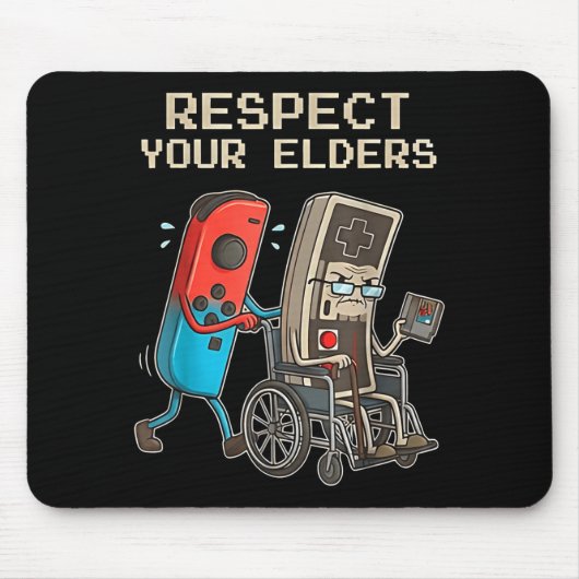Respect Your Elders Retro Gaming Funny Gamer Contr Mousepad (Vorne)