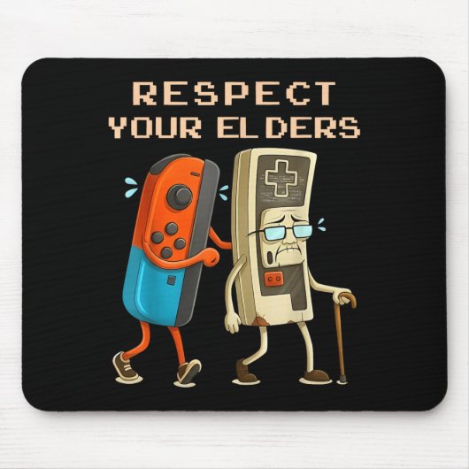 Respect Your Elders Retro Gaming Funny Gamer Contr Mousepad (Vorne)