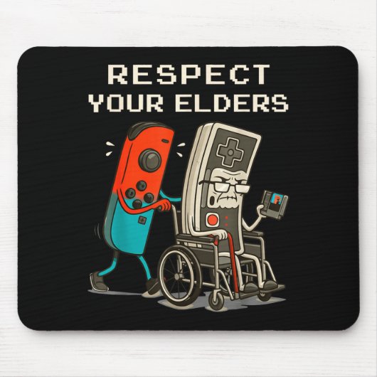 Respect Your Elders Retro Gaming Funny Gamer Contr Mousepad (Vorne)