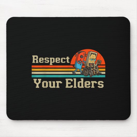 Respect Your Elders Retro Gaming Funny Gamer Contr Mousepad (Vorne)