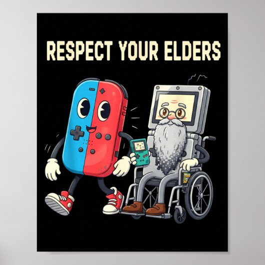 Respect Your Elders Retro Gaming Funny Gamer Contr Poster (Vorne)