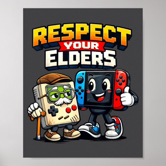 Respect Your Elders Retro Gaming Funny Gamer Contr Poster (Vorne)
