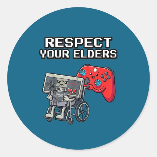 Respect Your Elders Retro Gaming Funny Gamer Contr Runder Aufkleber (Vorderseite)