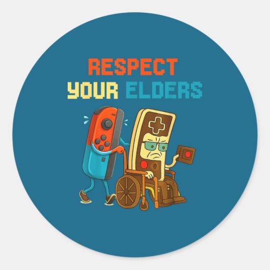 Respect Your Elders Retro Gaming Funny Gamer Contr Runder Aufkleber (Vorderseite)