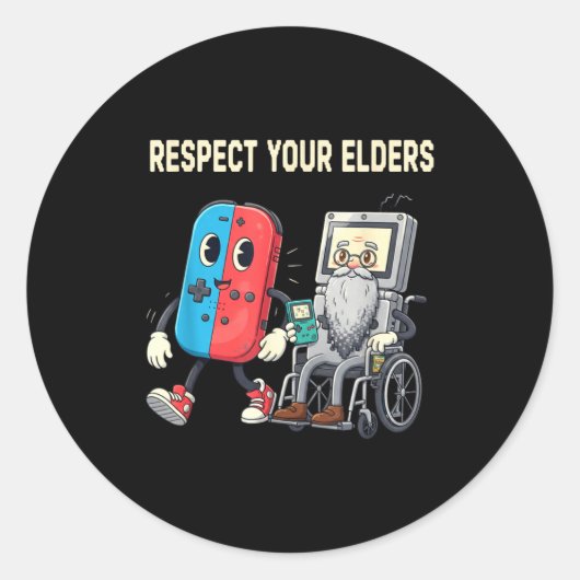 Respect Your Elders Retro Gaming Funny Gamer Contr Runder Aufkleber (Vorderseite)