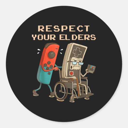 Respect Your Elders Retro Gaming Funny Gamer Contr Runder Aufkleber (Vorderseite)