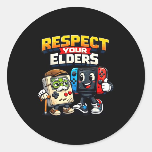 Respect Your Elders Retro Gaming Funny Gamer Contr Runder Aufkleber (Vorderseite)