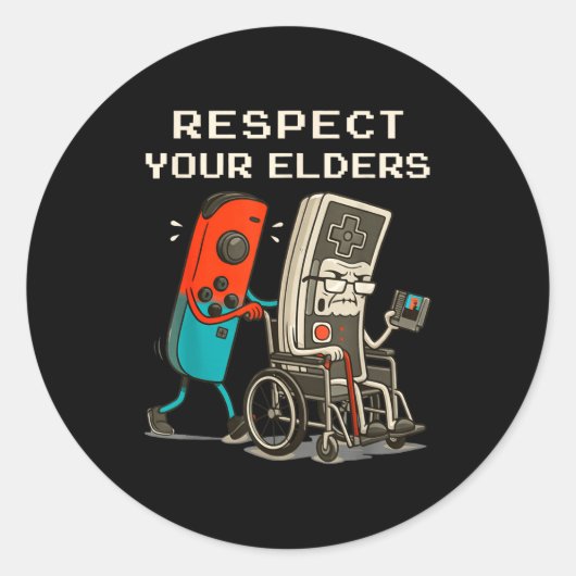 Respect Your Elders Retro Gaming Funny Gamer Contr Runder Aufkleber (Vorderseite)