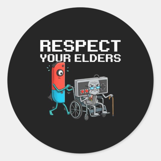 Respect Your Elders Retro Gaming Funny Gamer Contr Runder Aufkleber (Vorderseite)