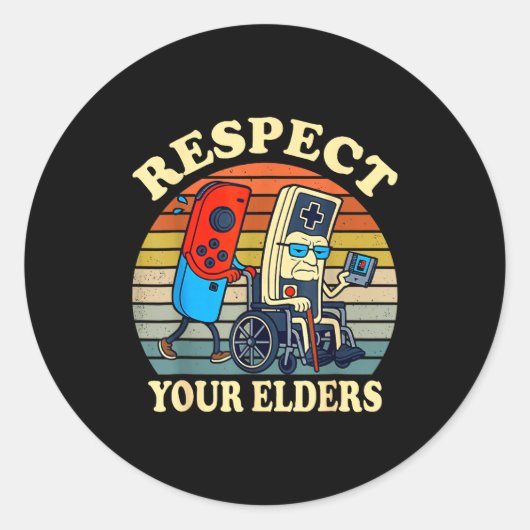 Respect Your Elders Retro Gaming Funny Gamer Contr Runder Aufkleber (Vorderseite)