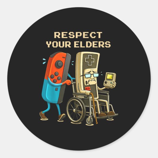 Respect Your Elders Retro Gaming Funny Gamer Contr Runder Aufkleber (Vorderseite)