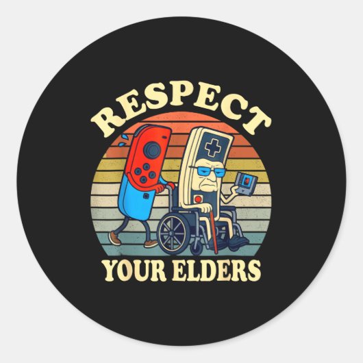 Respect Your Elders Retro Gaming Funny Gamer Contr Runder Aufkleber (Vorderseite)