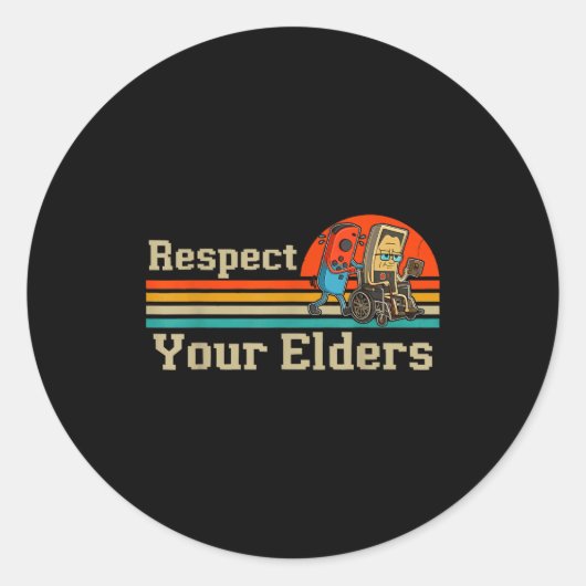 Respect Your Elders Retro Gaming Funny Gamer Contr Runder Aufkleber (Vorderseite)