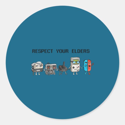 Respect Your Elders Retro Gaming Funny Gamer Contr Runder Aufkleber (Vorderseite)