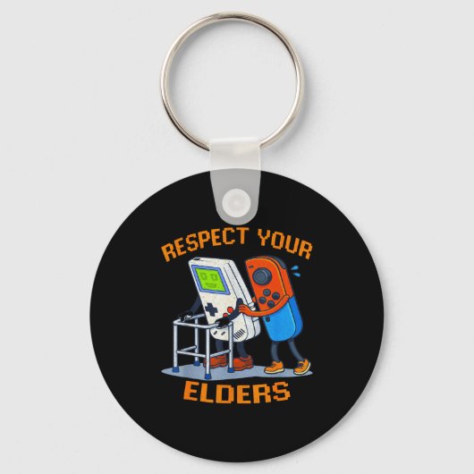Respect Your Elders Retro Gaming Funny Gamer Contr Schlüsselanhänger (Vorderseite)