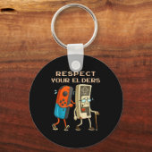 Respect Your Elders Retro Gaming Funny Gamer Contr Schlüsselanhänger (Vorderseite)