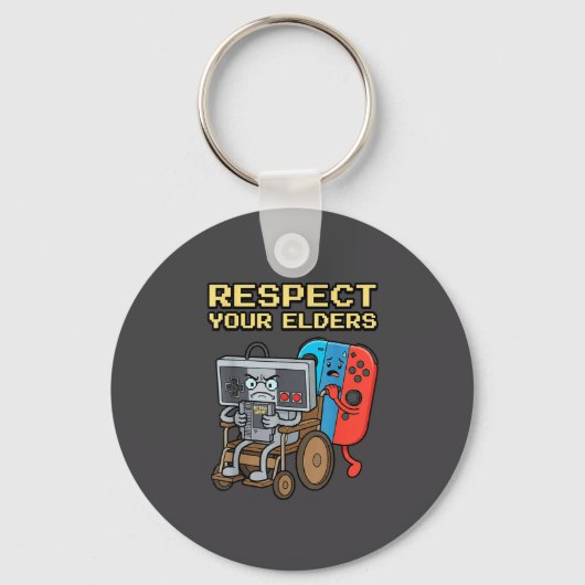 Respect Your Elders Retro Gaming Funny Gamer Contr Schlüsselanhänger (Vorderseite)