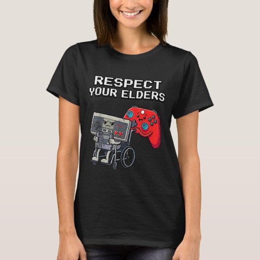 Respect Your Elders Retro Gaming Funny Gamer Contr T-Shirt (Vorderseite)
