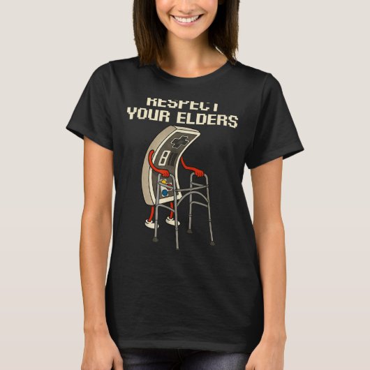 Respect Your Elders Retro Gaming Funny Gamer Contr T-Shirt (Vorderseite)