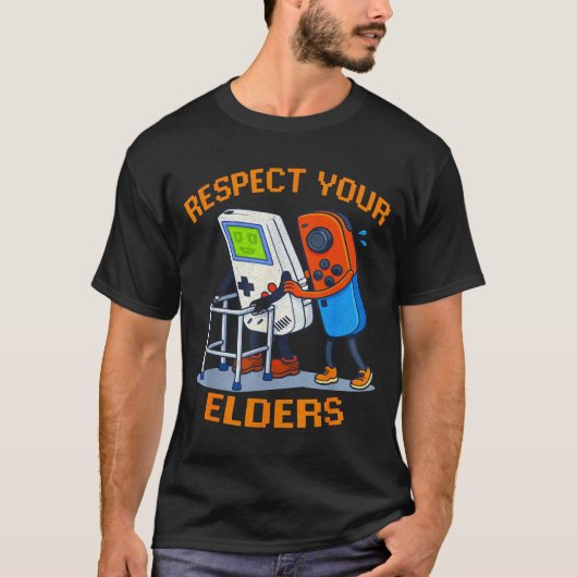 Respect Your Elders Retro Gaming Funny Gamer Contr T-Shirt (Vorderseite)