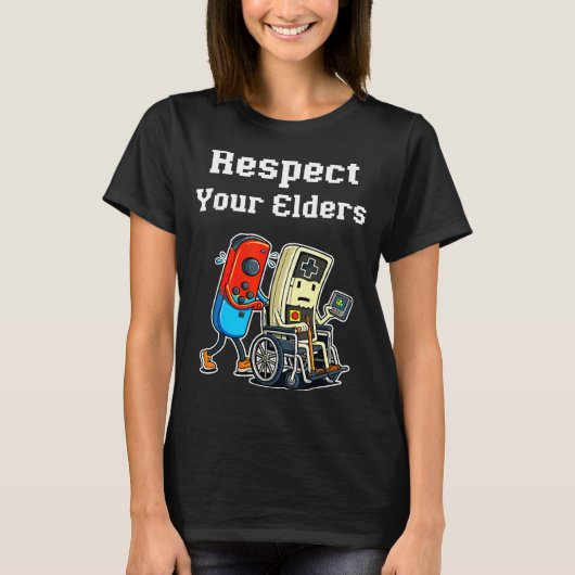 Respect Your Elders Retro Gaming Funny Gamer Contr T-Shirt (Vorderseite)