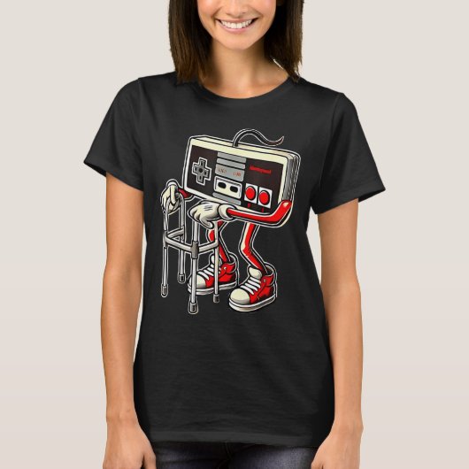 Respect Your Elders Retro Gaming Funny Gamer Contr T-Shirt (Vorderseite)