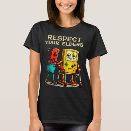 Respect Your Elders Retro Gaming Funny Gamer Contr T-Shirt (Vorderseite)