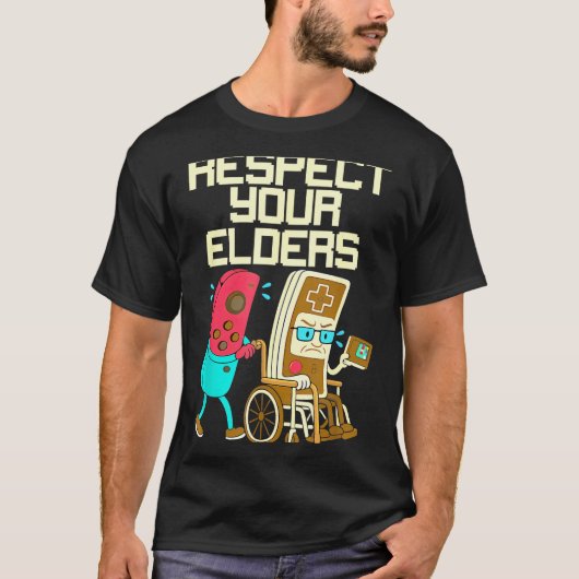 Respect Your Elders Retro Gaming Funny Gamer Contr T-Shirt (Vorderseite)