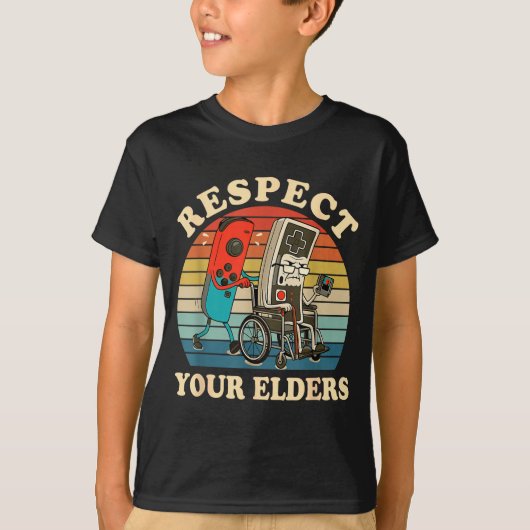Respect Your Elders Retro Gaming Funny Gamer Contr T-Shirt (Vorderseite)