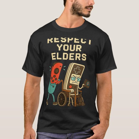 Respect Your Elders Retro Gaming Funny Gamer Contr T-Shirt (Vorderseite)