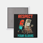 Respect Your Elders Retro Gaming Video Gamer 80s B Magnet (Vorderseite/Rückseite)