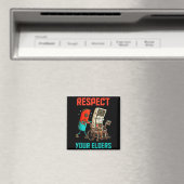 Respect Your Elders Retro Gaming Video Gamer 80s B Magnet (In Situ (Geschirrspüler))