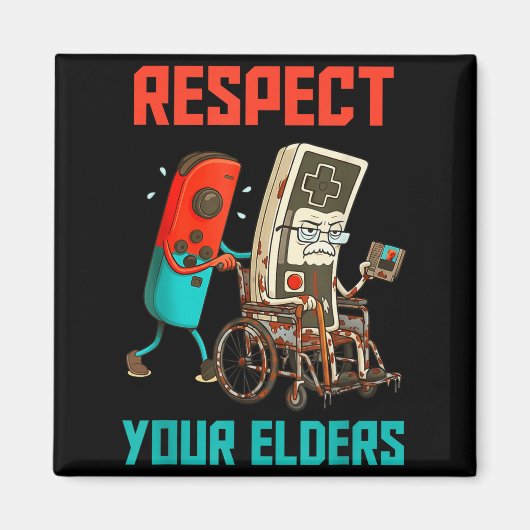 Respect Your Elders Retro Gaming Video Gamer 80s B Magnet (Vorne)