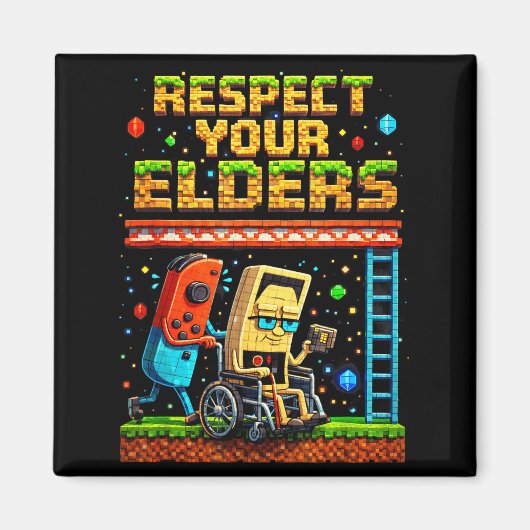 Respect Your Elders Retro Gaming Xel Gamer Control Magnet (Vorne)
