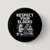 Respect Your Elders Retro Tech Camera Phone Cartoo Button (Vorderseite)