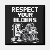 Respect Your Elders Retro Tech Camera Phone Cartoo Magnet (Vorne)